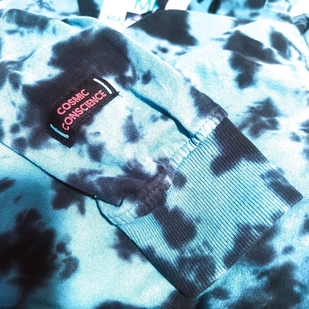 Brooklyn Cloth Mfg Co Teal Tie Dye Where Mind Meets Soul Embroidered Hoodie LRG - Picture 6 of 11